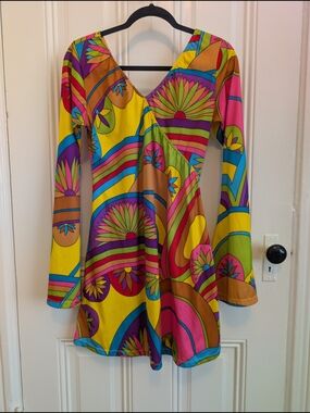 Avenue Multicolor Retro Swirl Dress with Bright Accents